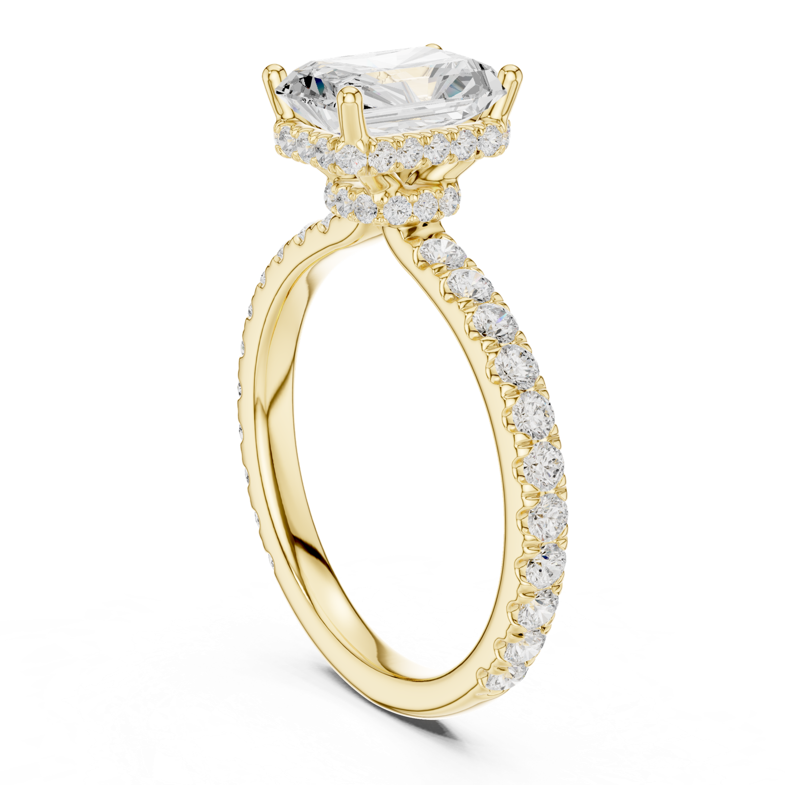 Gold Ring DDLR-165, Radiant center stone, Yellow Gold, view 1