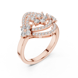 14K Solid Gold Lab Diamond Halo Ring, Rose Gold, view 2