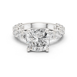 Gold Ring DDLR-087, Cushion center stone, White Gold