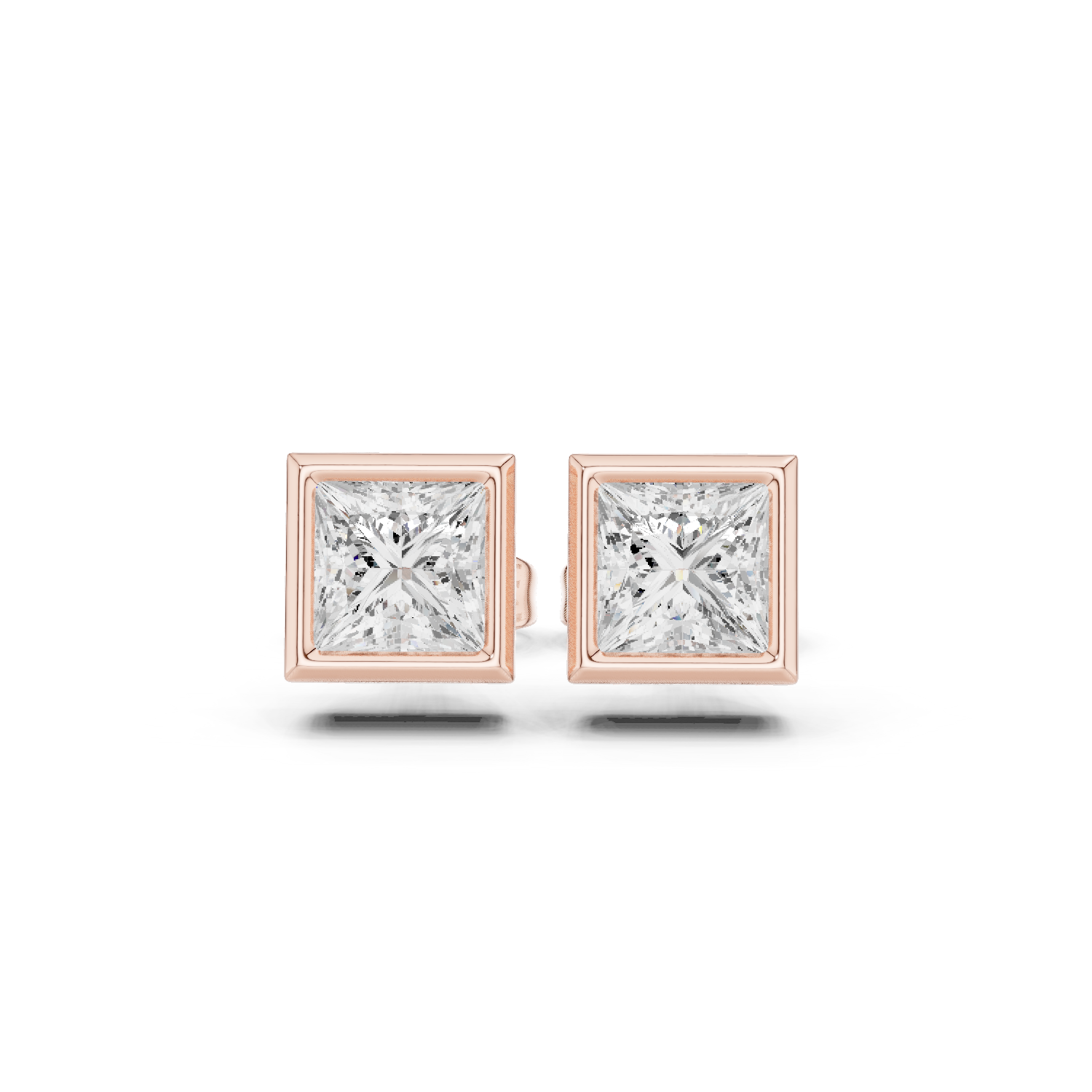 Gold Jewelry DDER-001, Princess center stone, Rose Gold