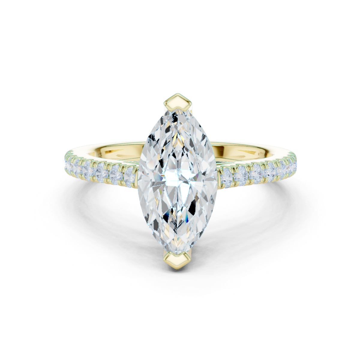 14K Solid Gold Lab Diamond Solitaire Ring, Yellow Gold
