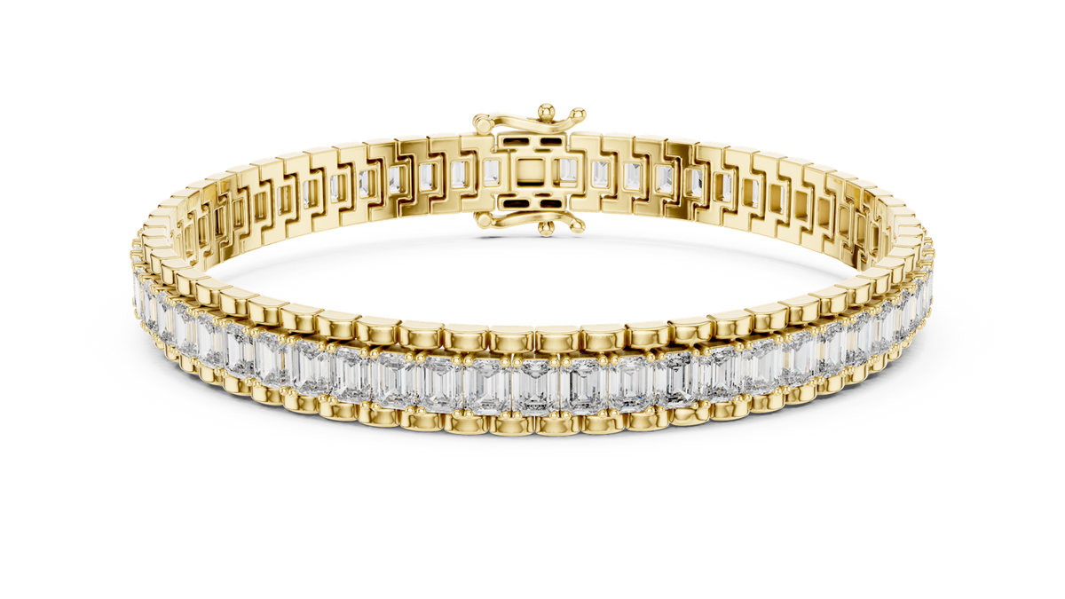 14K Solid Gold Lab Diamond Bracelet, Yellow Gold