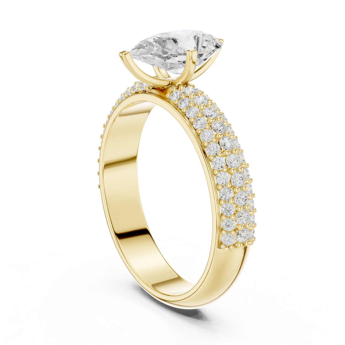 14K Solid Gold Lab Diamond Solitaire Ring, Yellow Gold, view 1