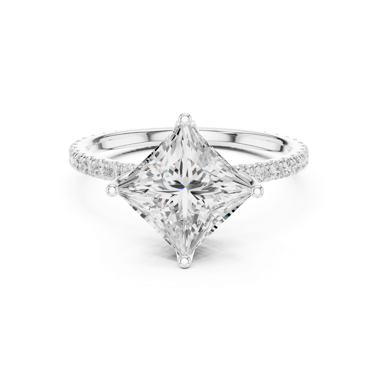 Gold Jewelry L36-16, Princess center stone, White Gold, view 4