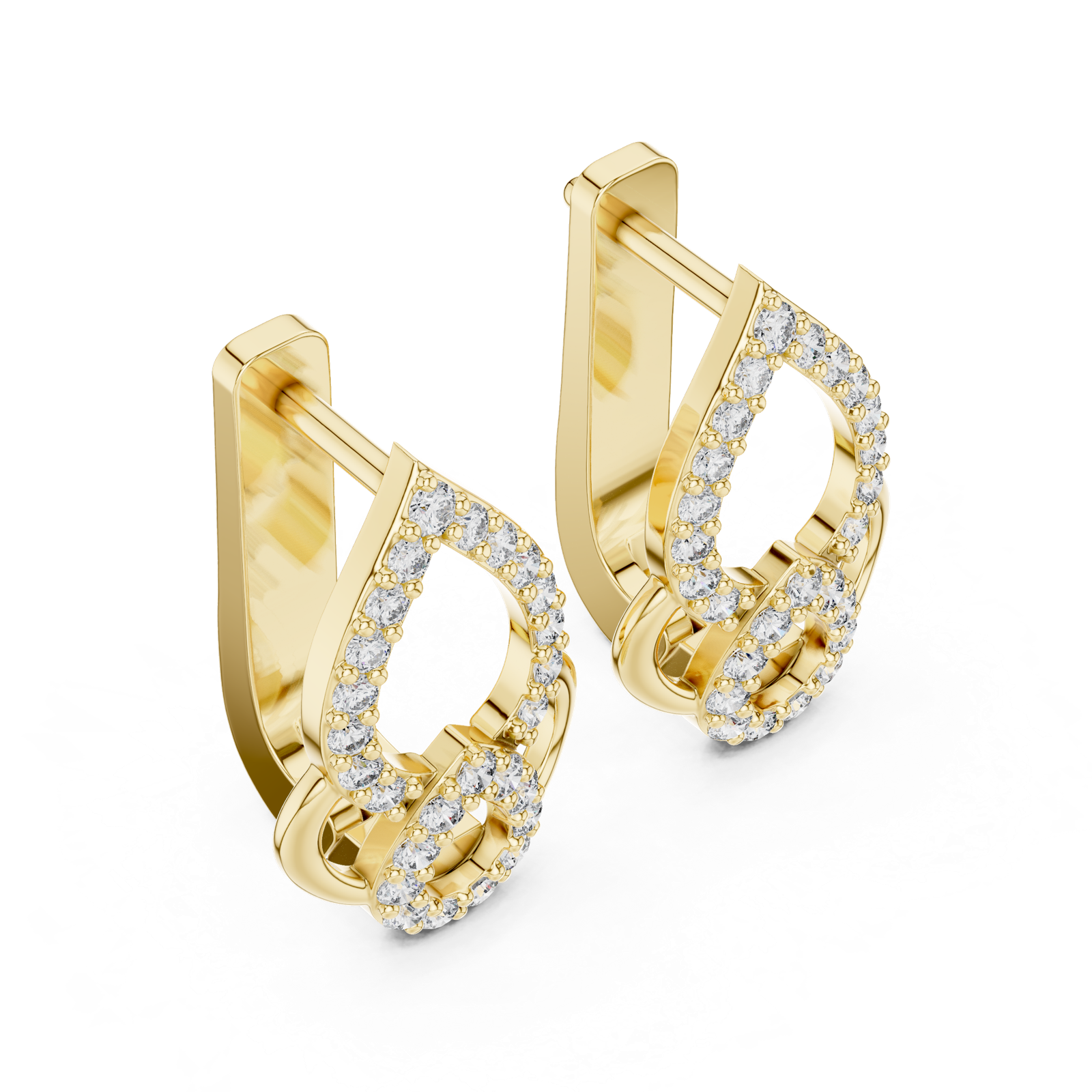 14K Solid Gold Lab Diamond Drop Earrings, Yellow Gold, view 2