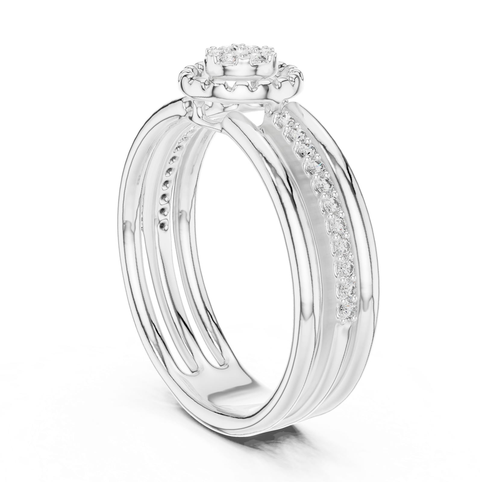 Gold Ring 12-10060@L, White Gold, view 1