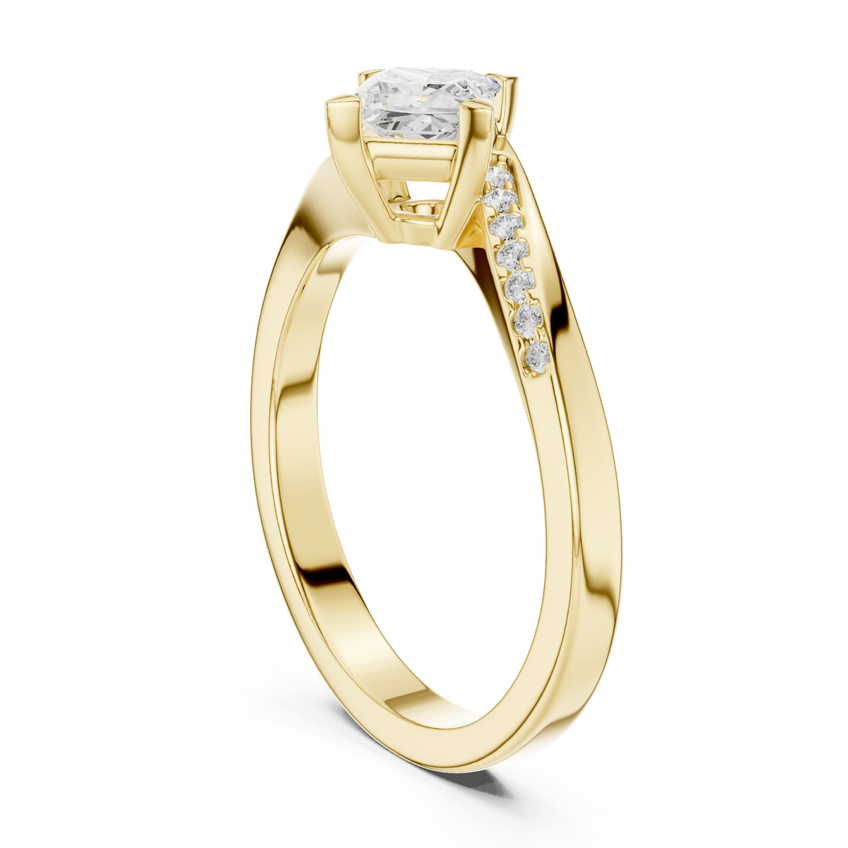 14K Solid Gold Lab Diamond Solitaire Ring, Yellow Gold, view 1