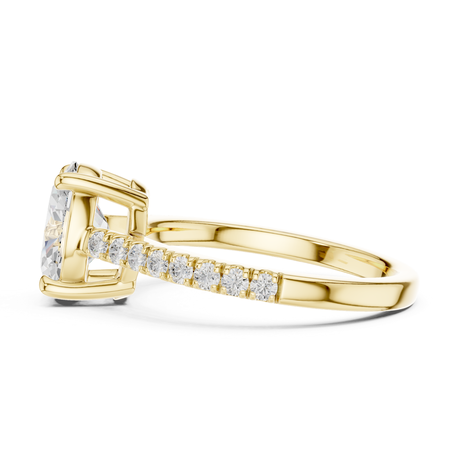 Gold Ring DDLR-039, Oval center stone, Yellow Gold, view 3
