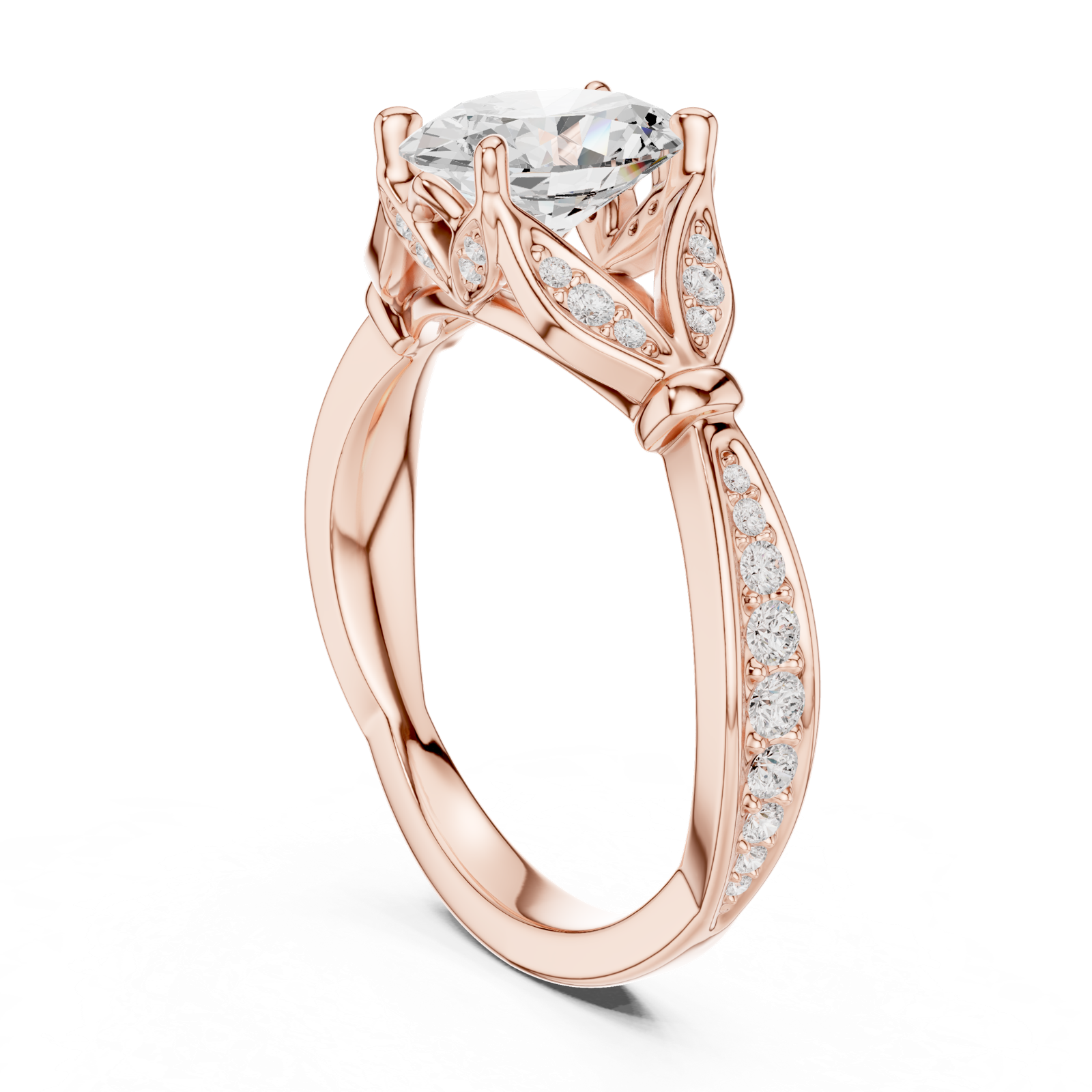 Gold Ring DDLR-257, Oval center stone, Rose Gold, view 1