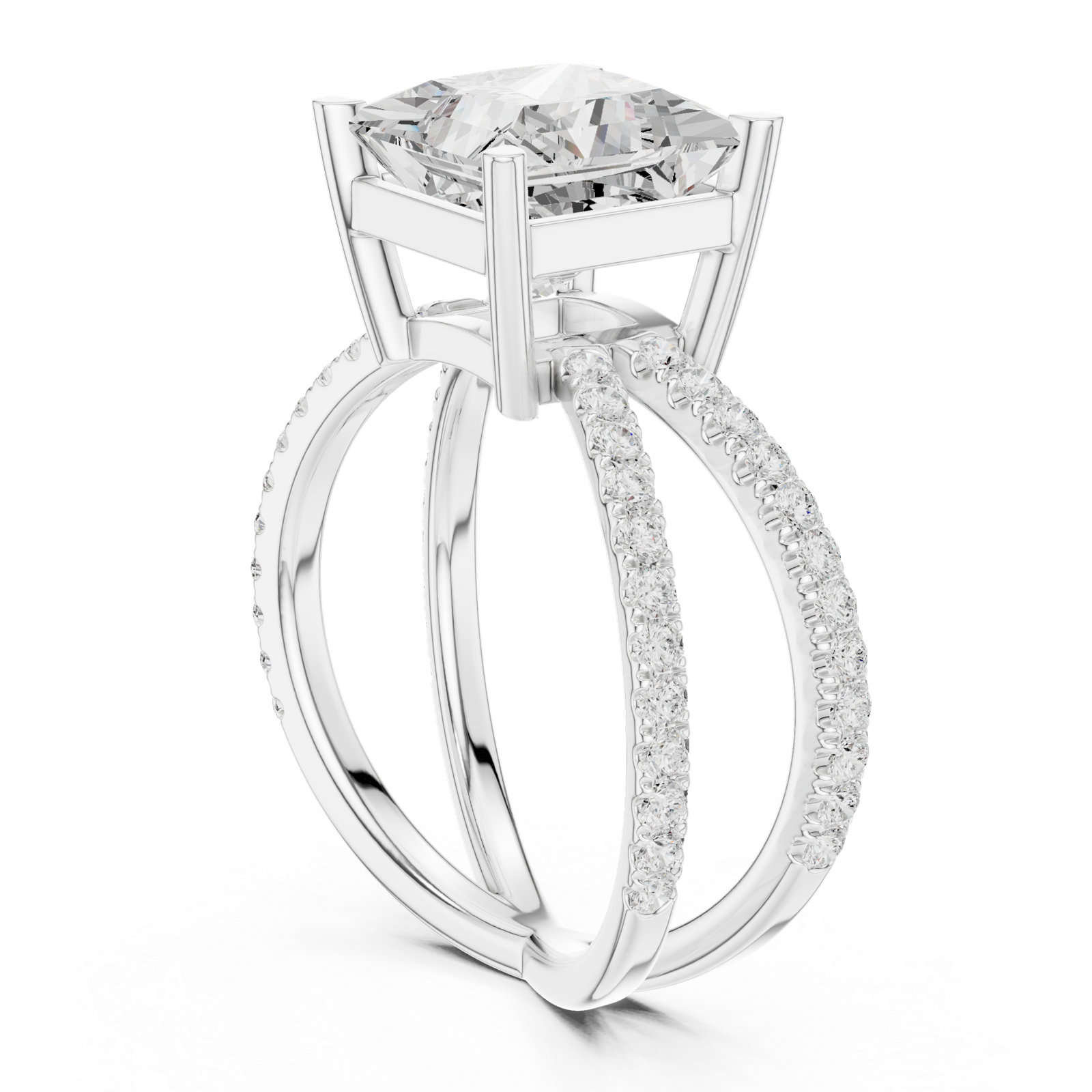 Gold Jewelry L36-25, Princess center stone, White Gold, view 1
