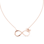 14K Solid Gold Lab Diamond Infinity Pendant Necklace, Rose Gold, view 4