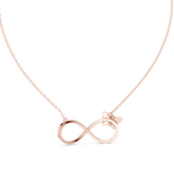 14K Solid Gold Lab Diamond Infinity Pendant Necklace, Rose Gold, view 4