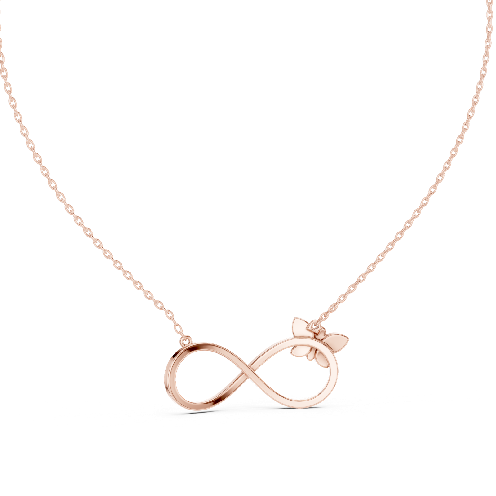 14K Solid Gold Lab Diamond Infinity Pendant Necklace, Rose Gold, view 4