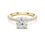 Gold Ring DDLR-256, Round center stone, Yellow Gold, view 4