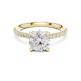 Gold Ring DDLR-256, Round center stone, Yellow Gold, view 4