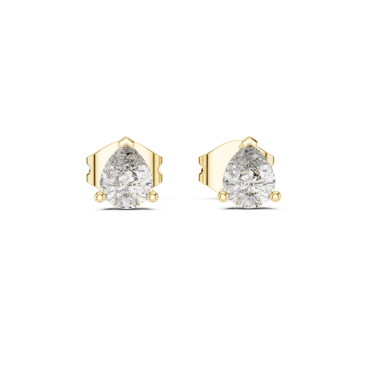 14K Solid Gold Lab Diamond Stud Earrings, Yellow Gold
