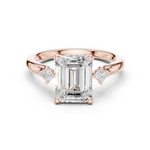Gold Ring DDLR-164, Emerald center stone, Rose Gold