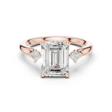 Gold Ring DDLR-164, Emerald center stone, Rose Gold