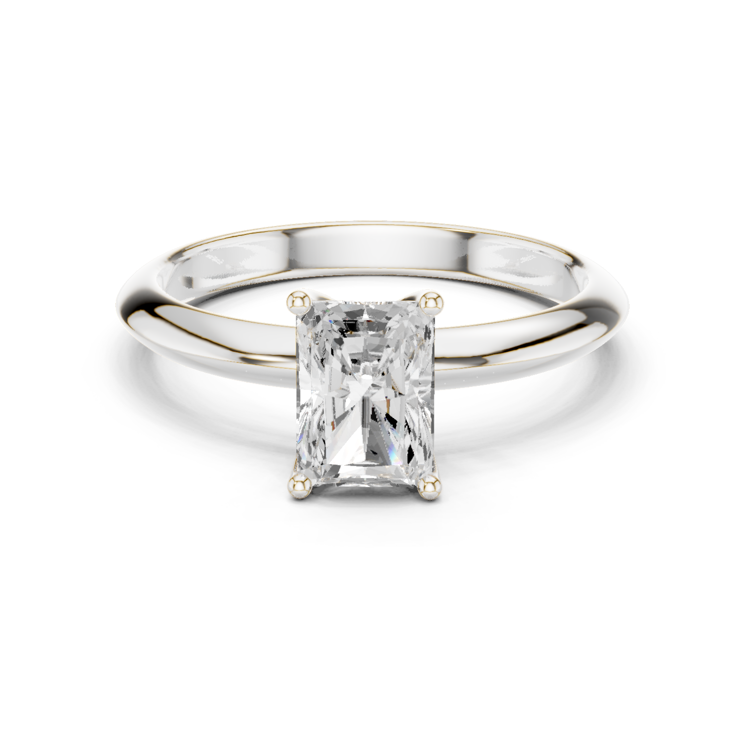 Gold Jewelry L36-6, Radiant center stone, White Gold