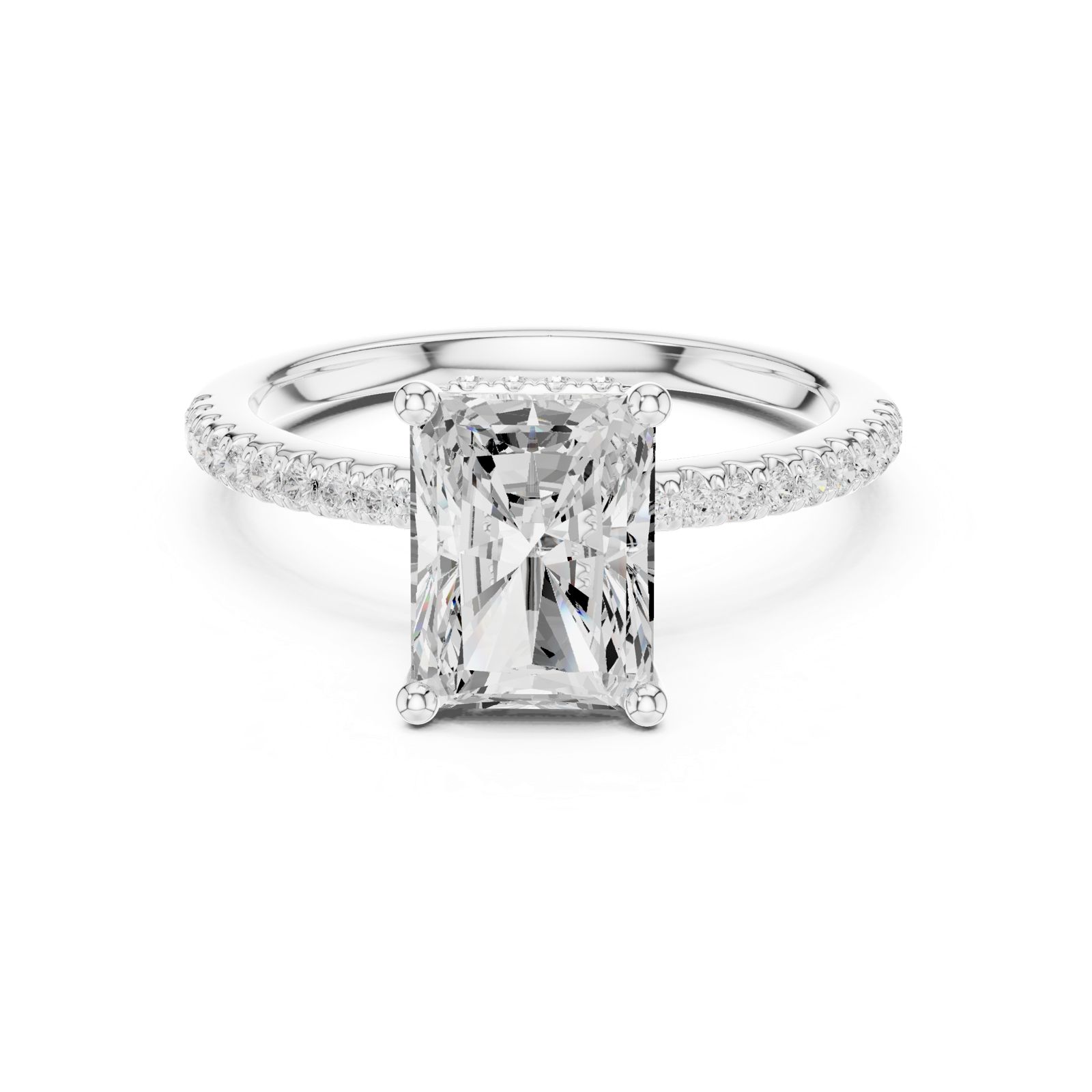 Gold Ring DDLR-177, Radiant center stone, White Gold, view 4