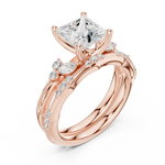 Gold Ring DDLR-299, Princess center stone, Rose Gold, view 2