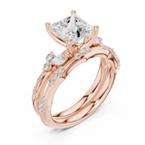 Gold Ring DDLR-299, Princess center stone, Rose Gold, view 2