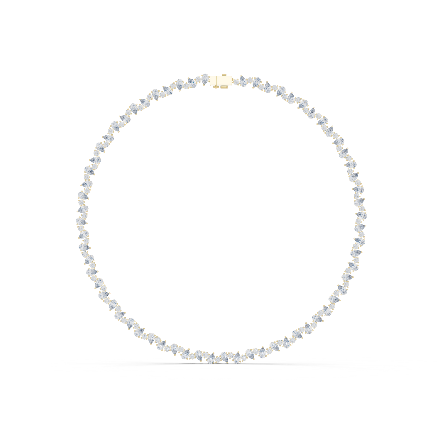 14K Solid Gold Lab Diamond Tennis Necklace, Yellow Gold
