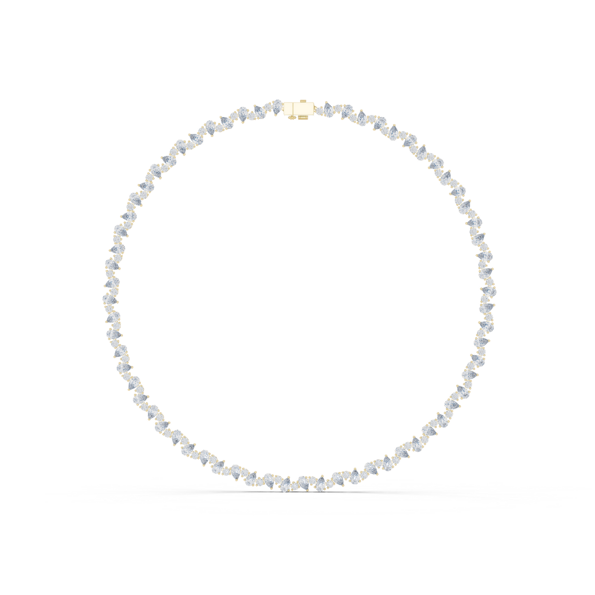 14K Solid Gold Lab Diamond Tennis Necklace, Yellow Gold