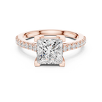 Gold Ring DDLR-039, Princess center stone, Rose Gold, view 4