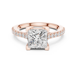 Gold Ring DDLR-039, Princess center stone, Rose Gold, view 4