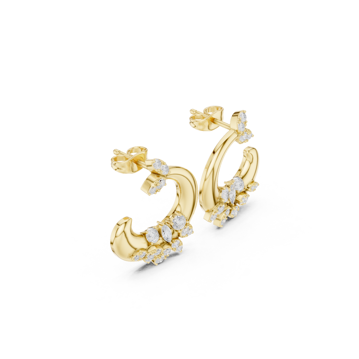 Gold Earrings SBER(48), Yellow Gold, view 1
