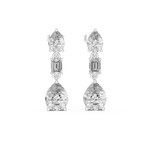 14K Solid Gold Lab Diamond Drop Earrings, White Gold
