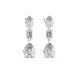 14K Solid Gold Lab Diamond Drop Earrings, White Gold