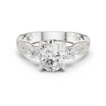 Gold Ring DDLR-281, Oval center stone, White Gold
