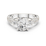Gold Ring DDLR-281, Oval center stone, White Gold