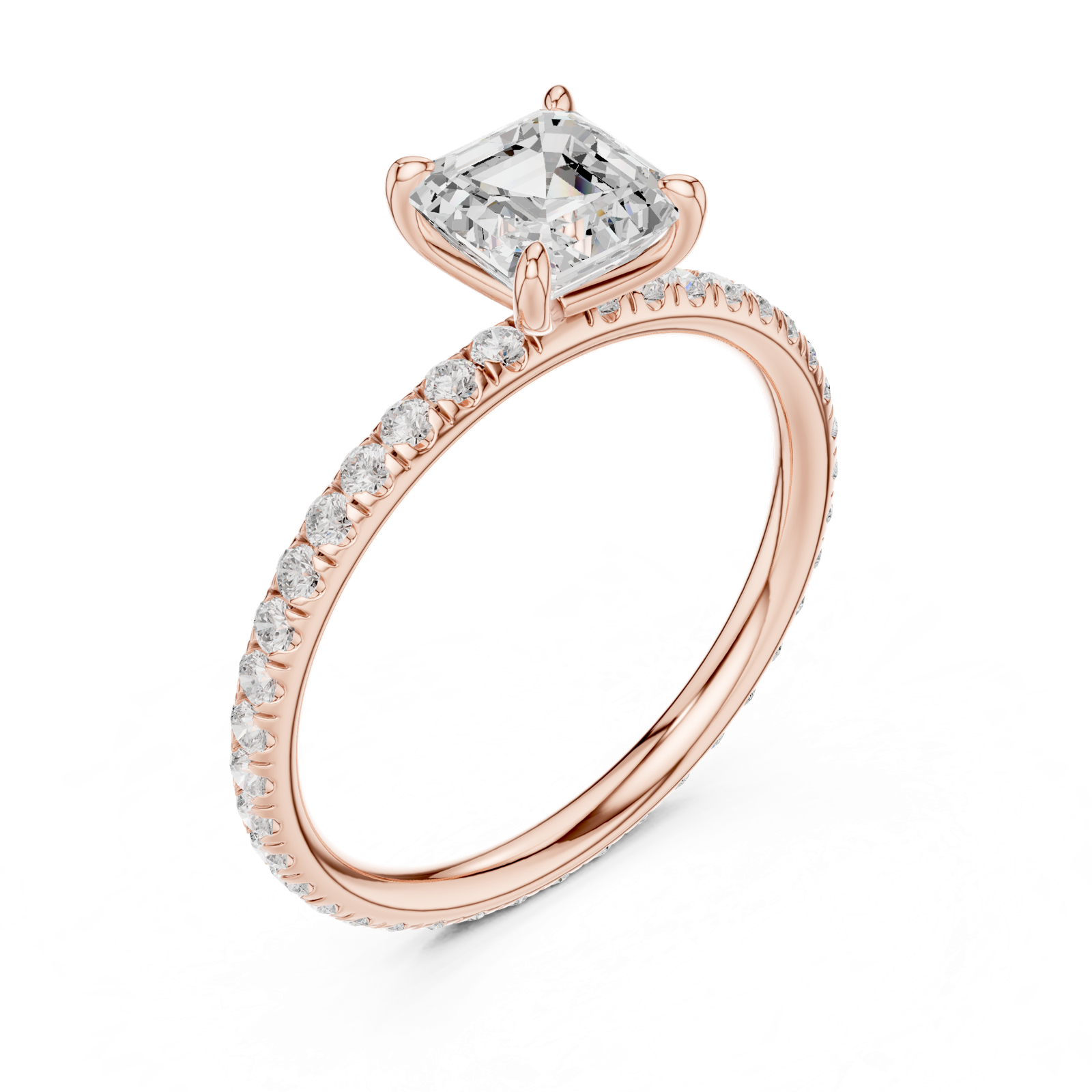 Gold Jewelry, Asscher center stone, Rose Gold, view 2