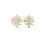 14K Solid Gold Lab Diamond Cluster Earrings, Yellow Gold