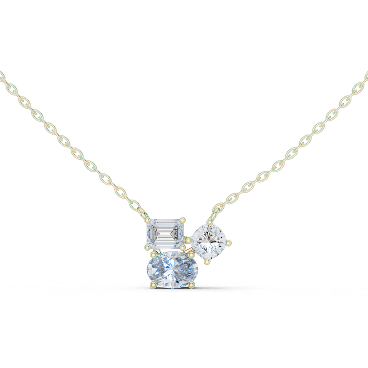 14K Solid Gold Lab Diamond Pendant Necklace, Yellow Gold