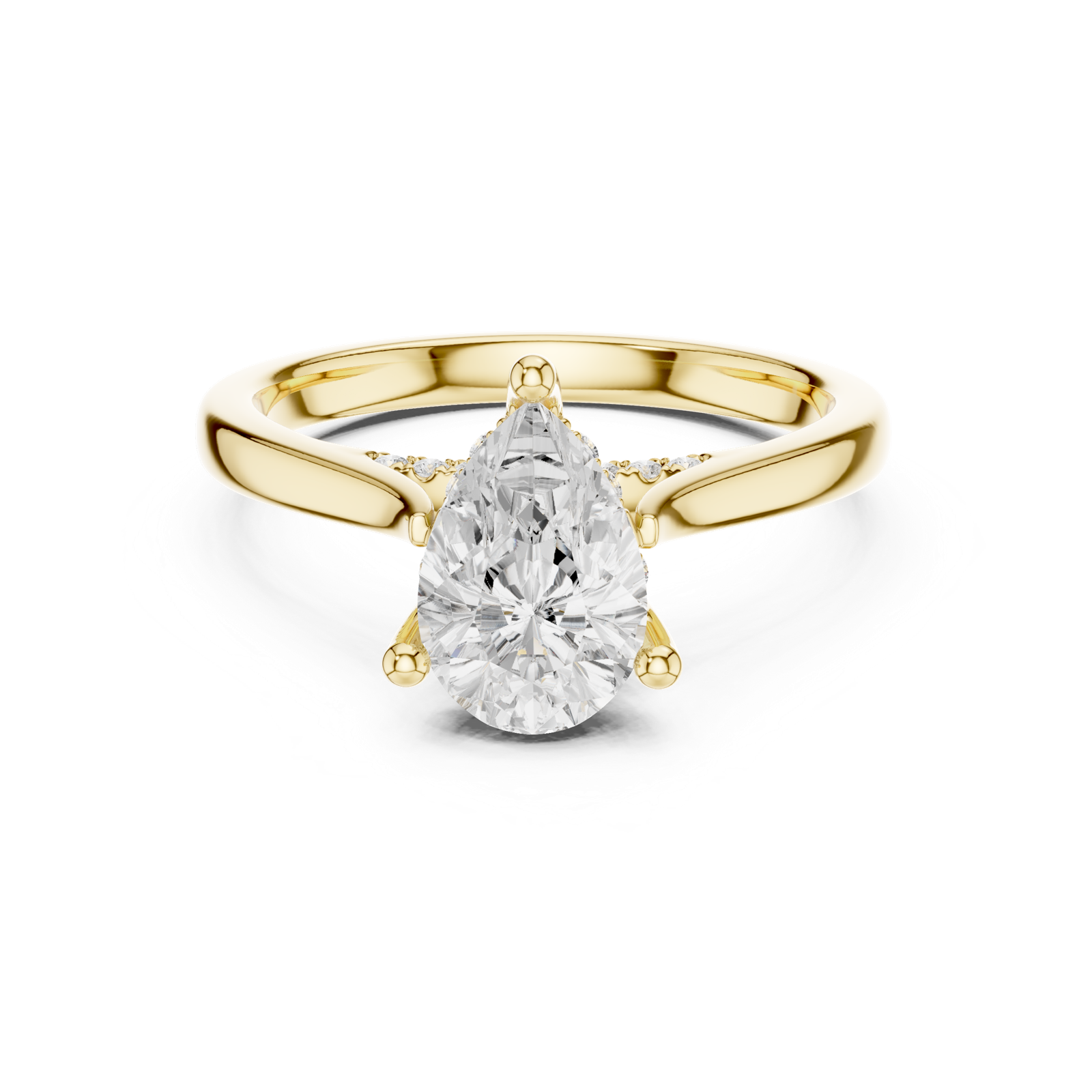 Gold Ring DDLR-163, Pear center stone, Yellow Gold, view 4