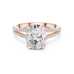 Gold Ring DDLR-252, Oval center stone, Rose Gold, view 4
