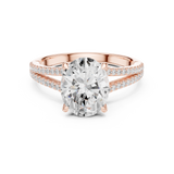Gold Ring DDLR-252, Oval center stone, Rose Gold, view 4