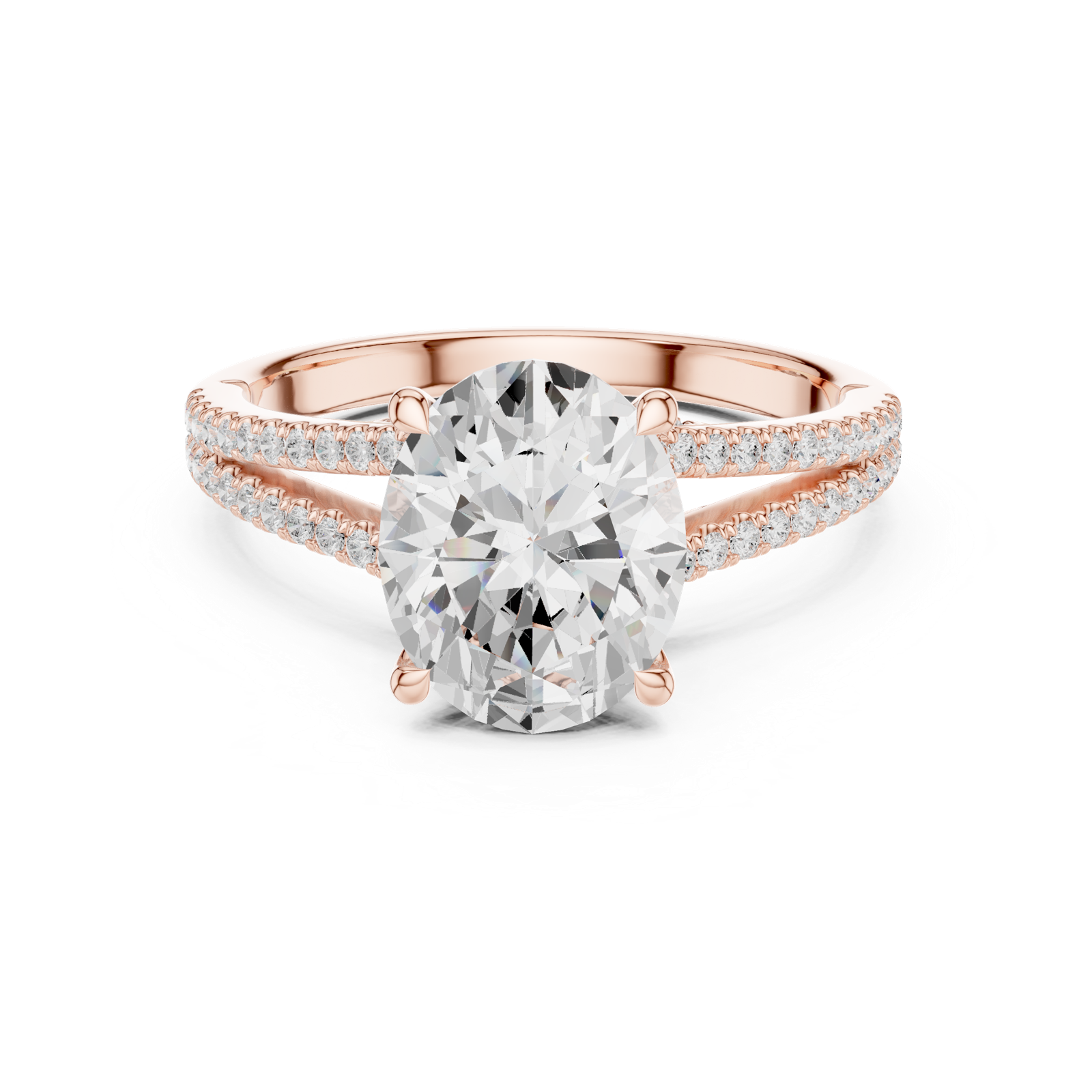 Gold Ring DDLR-252, Oval center stone, Rose Gold, view 4