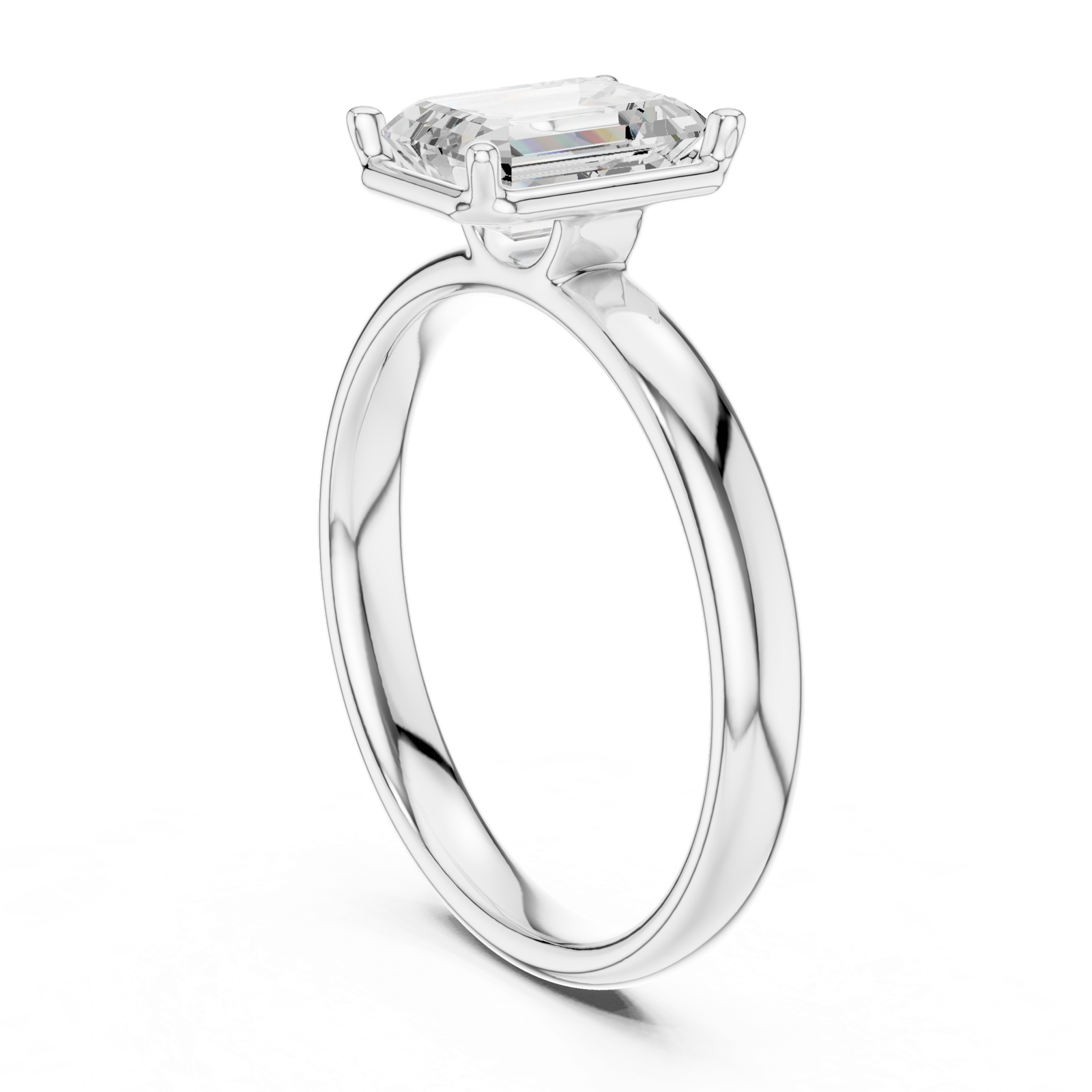 Gold Jewelry L36-10, Emerald center stone, White Gold, view 1