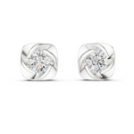 14K Solid Gold Lab Diamond Stud Earrings, White Gold
