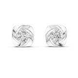 14K Solid Gold Lab Diamond Stud Earrings, White Gold