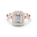 Gold Ring, Emerald center stone, Rose Gold
