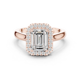 Gold Ring, Emerald center stone, Rose Gold