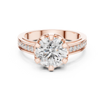 14K Solid Gold Lab Diamond Solitaire Ring, Rose Gold