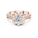 14K Solid Gold Lab Diamond Solitaire Ring, Rose Gold