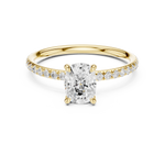 Gold Jewelry, Cushion center stone, Yellow Gold, view 4